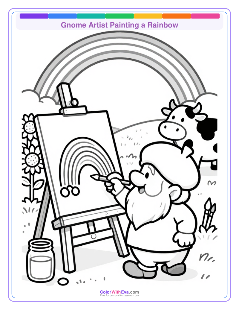 Gnome Artist Painting a Rainbow thumbnail