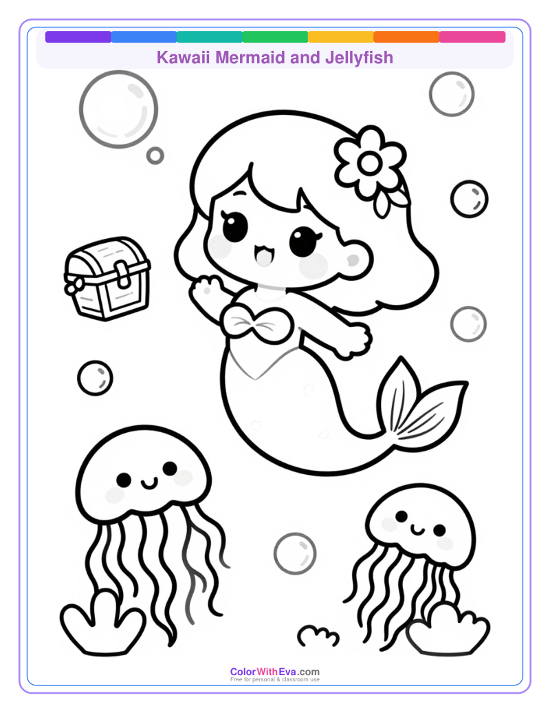 Kawaii Mermaid and Jellyfish preview