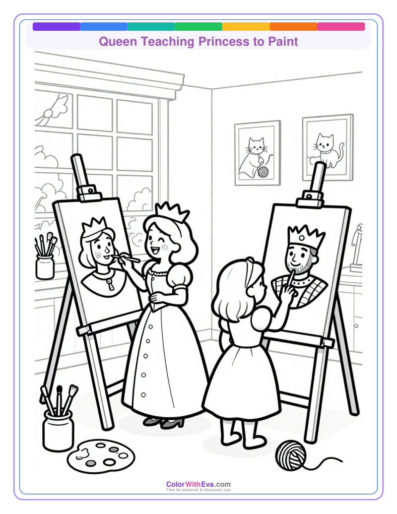 Queen Teaching Princess to Paint thumbnail