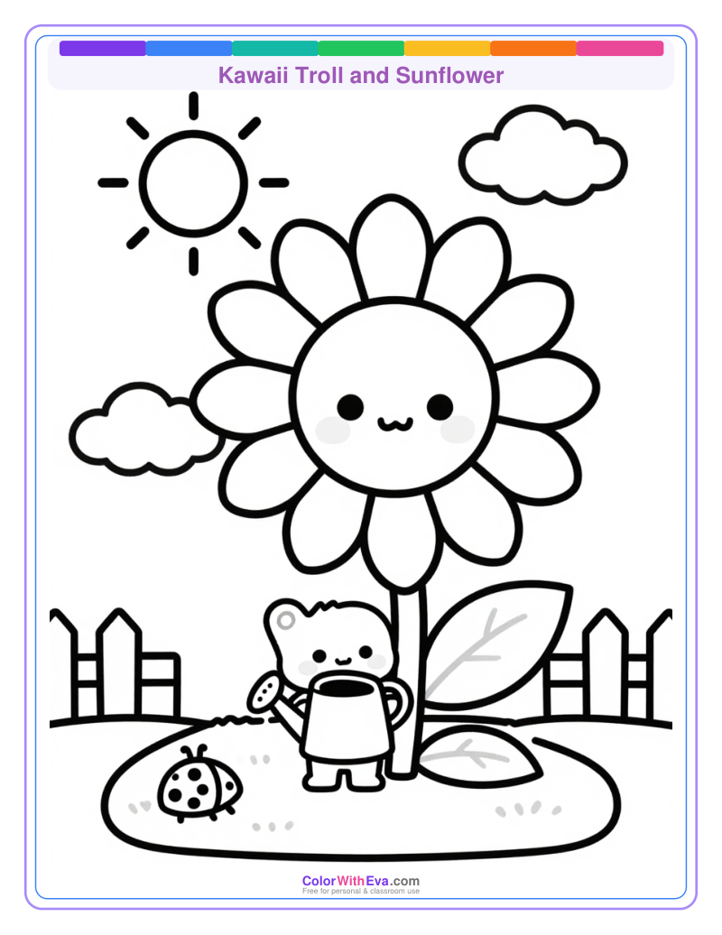 Kawaii Troll and Sunflower preview