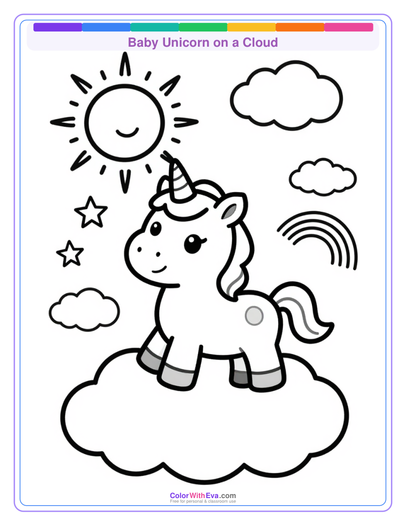 Baby Unicorn on a Cloud preview