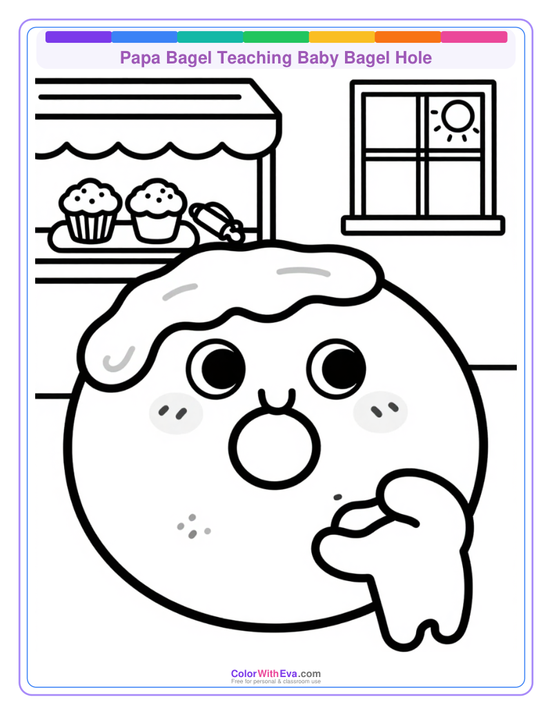 Papa Bagel Teaching Baby Bagel Hole thumbnail