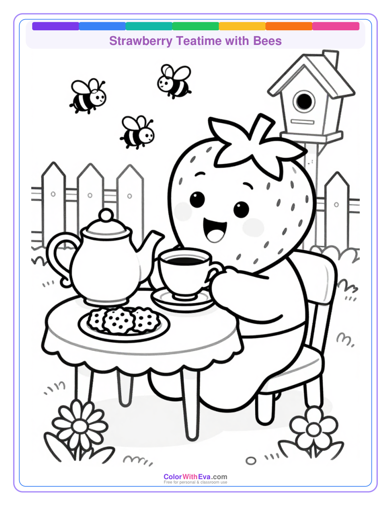 Strawberry Teatime with Bees thumbnail