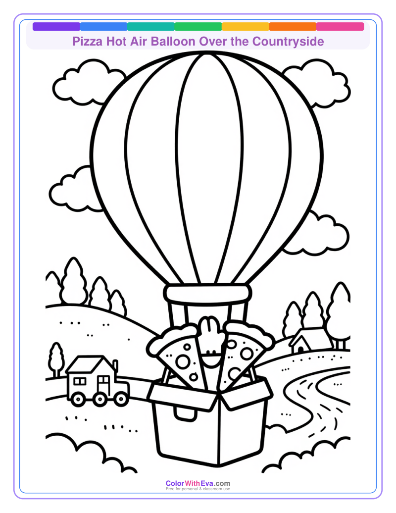 Pizza Hot Air Balloon Over the Countryside thumbnail