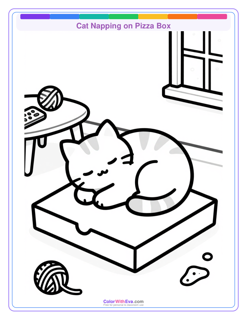 Cat Napping on Pizza Box preview