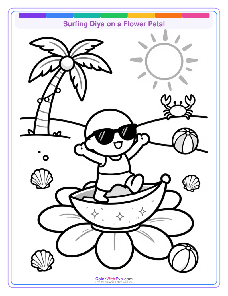 Surfing Diya on a Flower Petal thumbnail