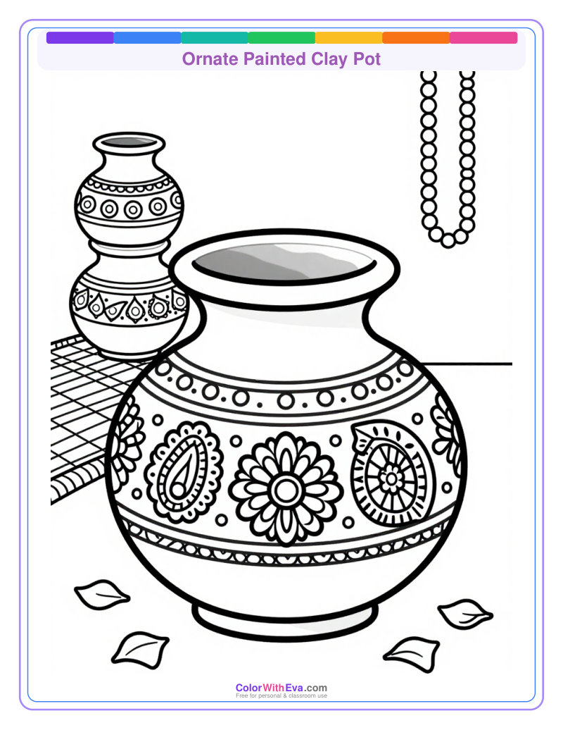 Ornate Painted Clay Pot preview