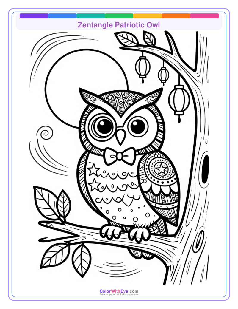 Zentangle Patriotic Owl thumbnail