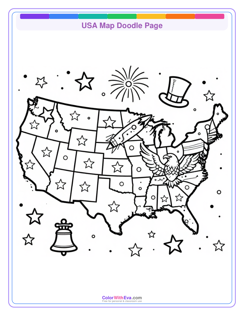 USA Map Doodle Page preview