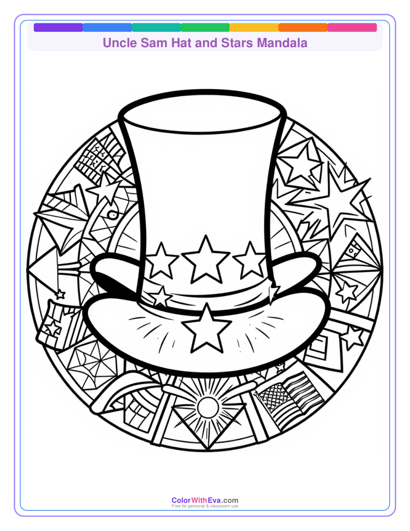 Uncle Sam Hat and Stars Mandala preview