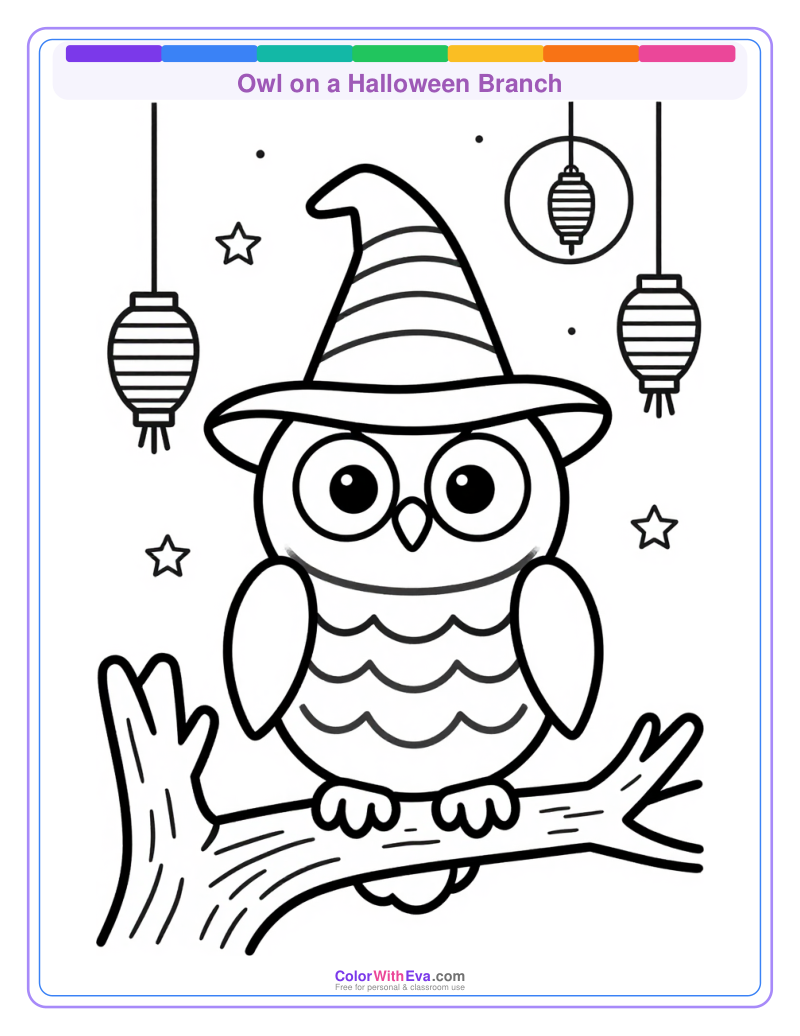 Owl on a Halloween Branch preview