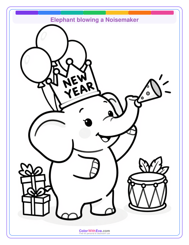 Elephant blowing a Noisemaker preview