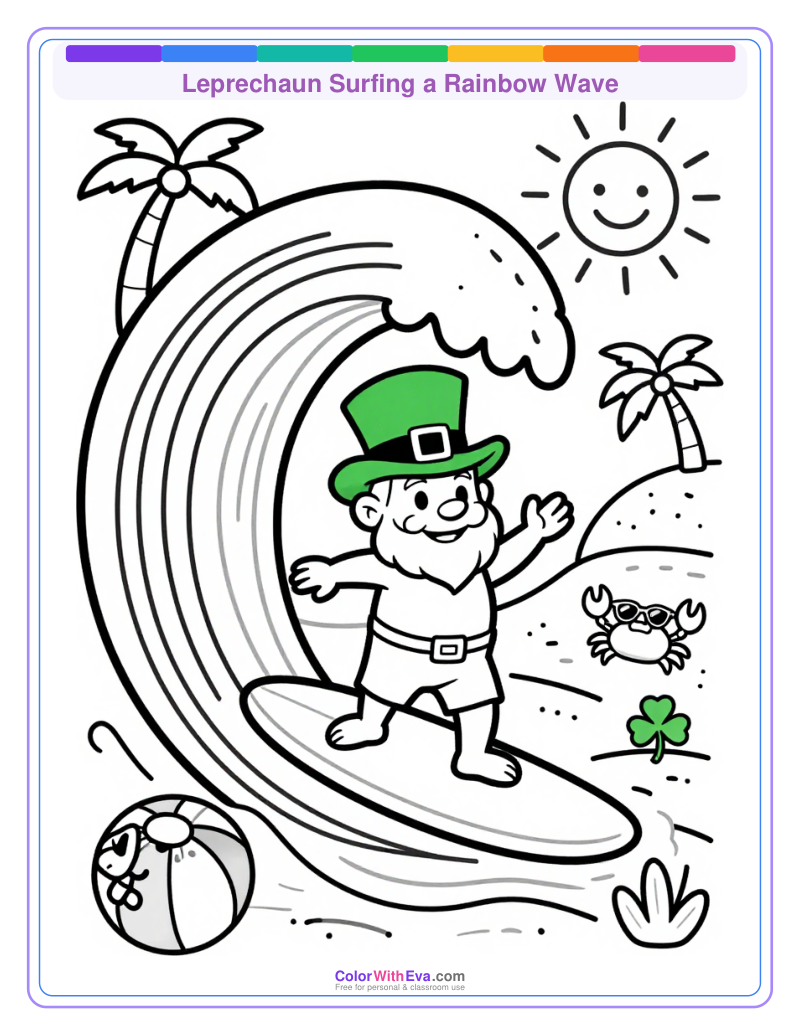 Leprechaun Surfing a Rainbow Wave thumbnail