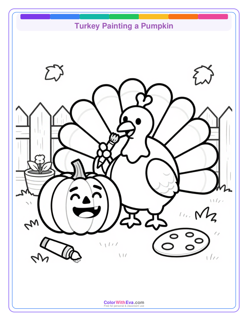 Turkey Painting a Pumpkin preview