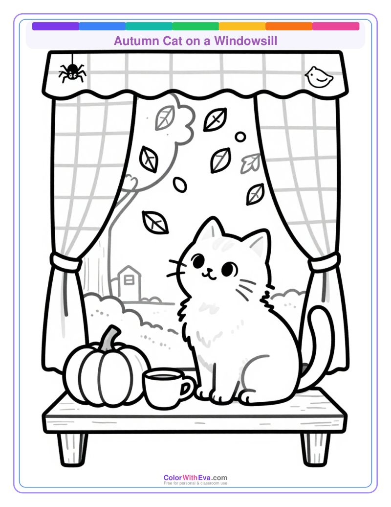 Autumn Cat on a Windowsill thumbnail