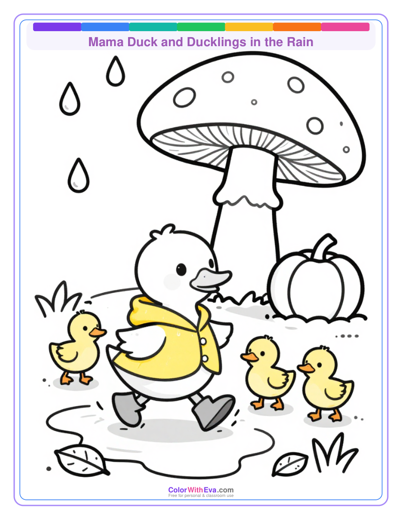 Mama Duck and Ducklings in the Rain thumbnail