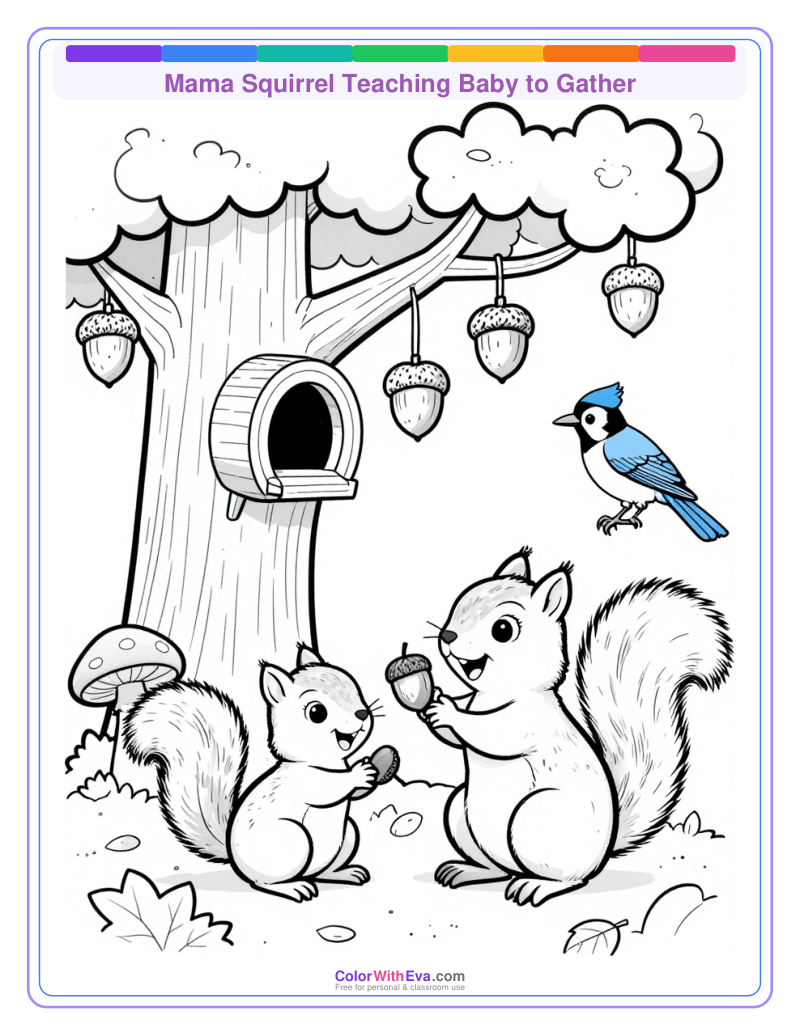 Mama Squirrel Teaching Baby to Gather thumbnail