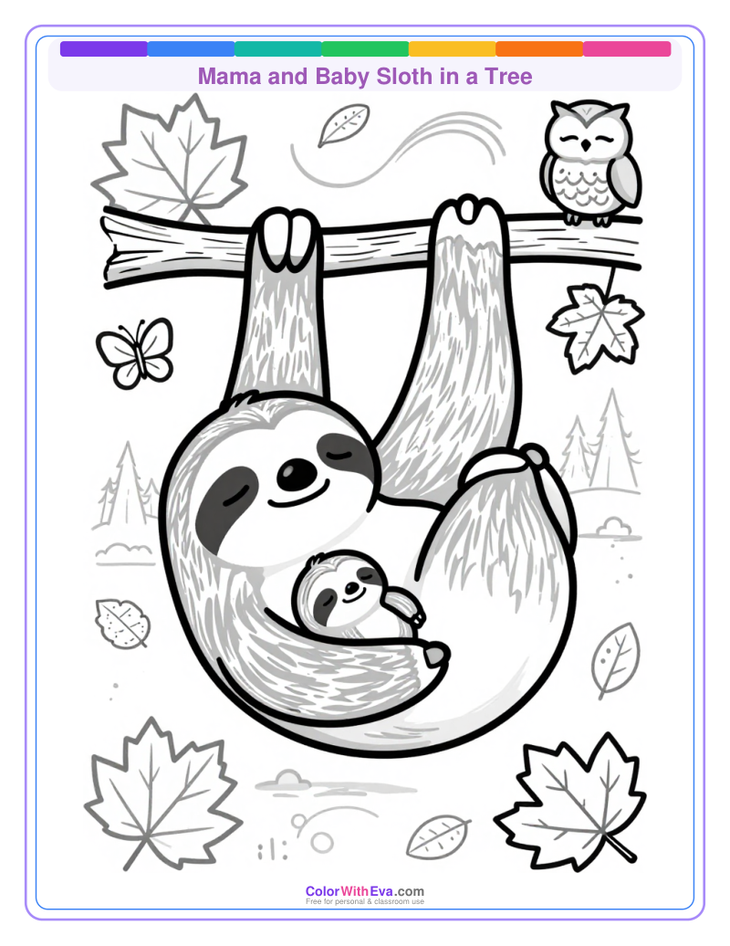 Mama and Baby Sloth in a Tree thumbnail
