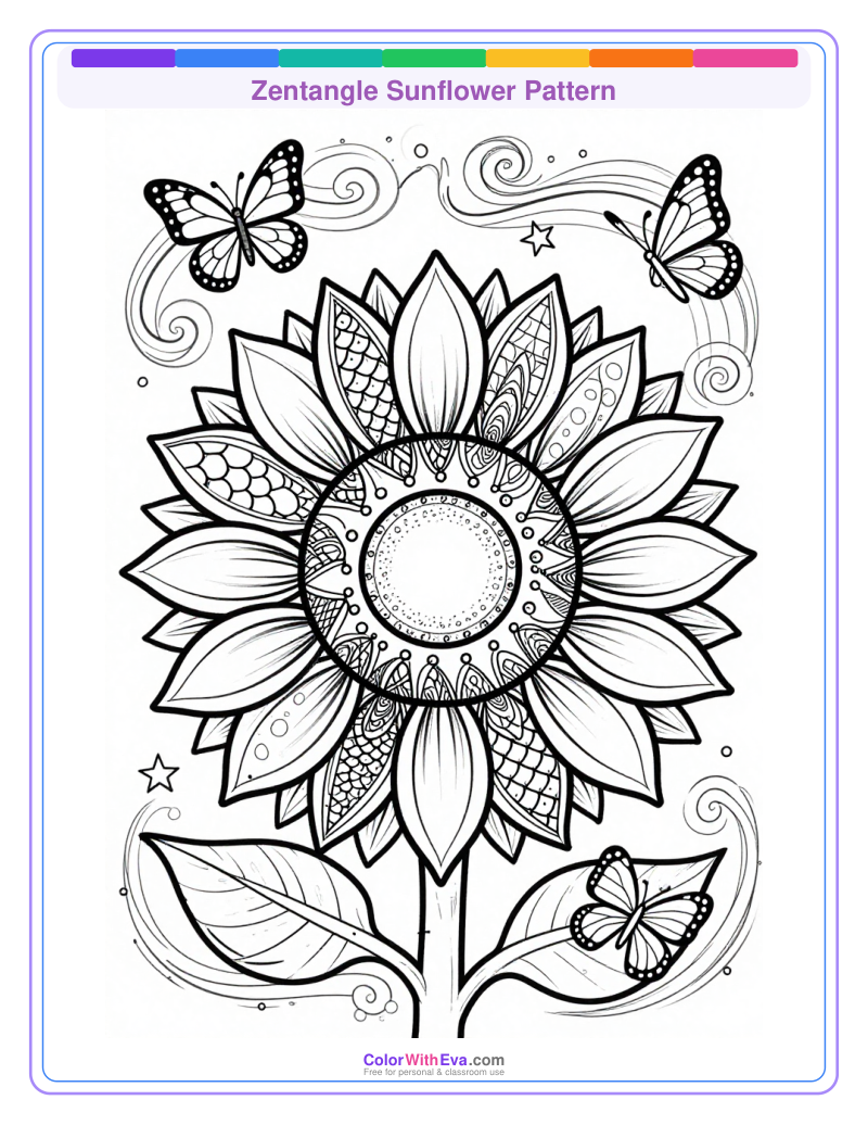 Zentangle Sunflower Pattern thumbnail