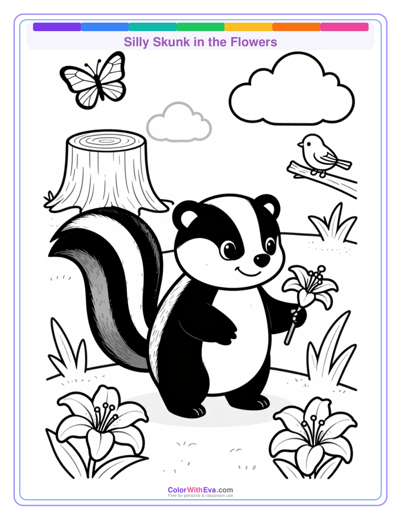 Silly Skunk in the Flowers preview