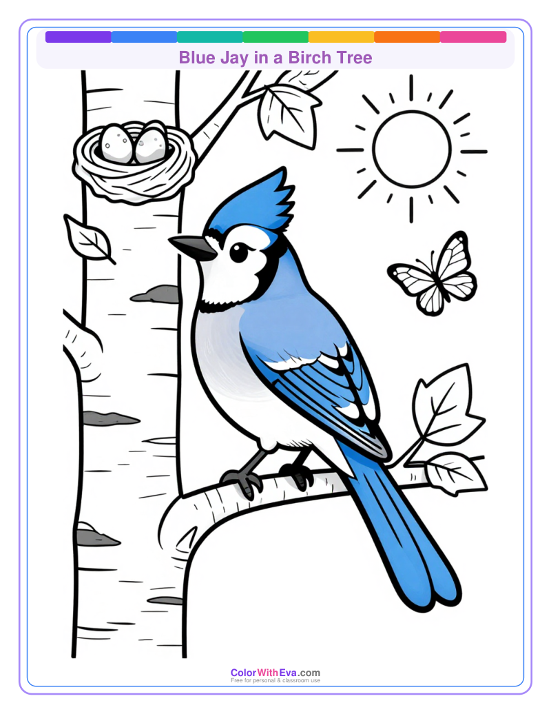 Blue Jay in a Birch Tree preview