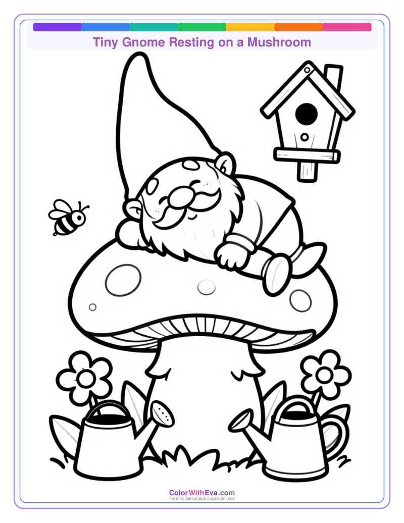 Tiny Gnome Resting on a Mushroom preview