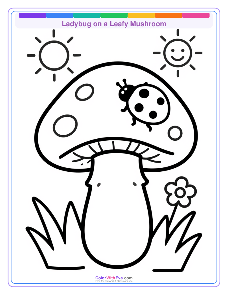 Ladybug on a Leafy Mushroom preview