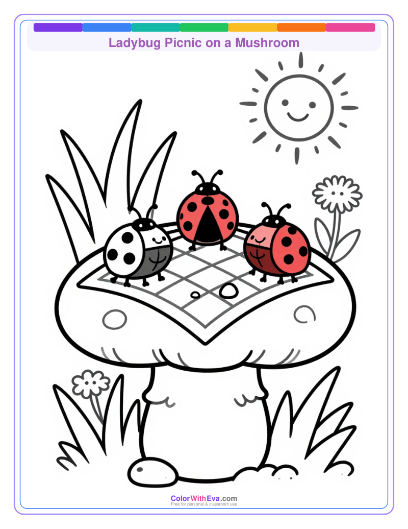 Ladybug Picnic on a Mushroom preview