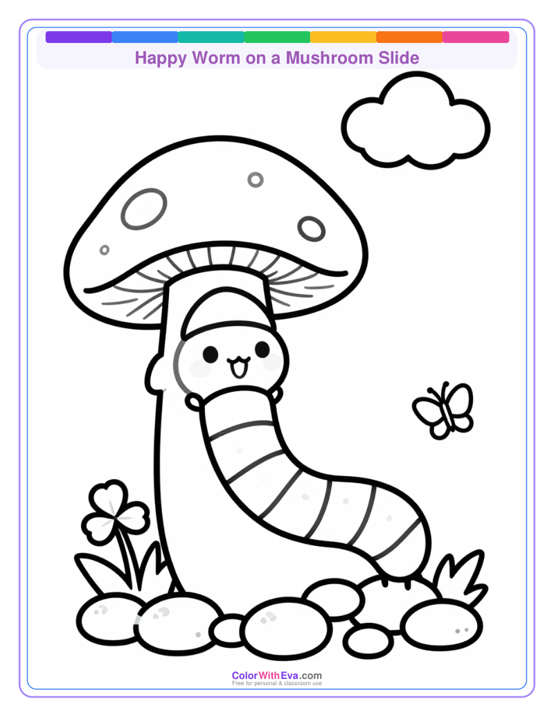 Happy Worm on a Mushroom Slide preview