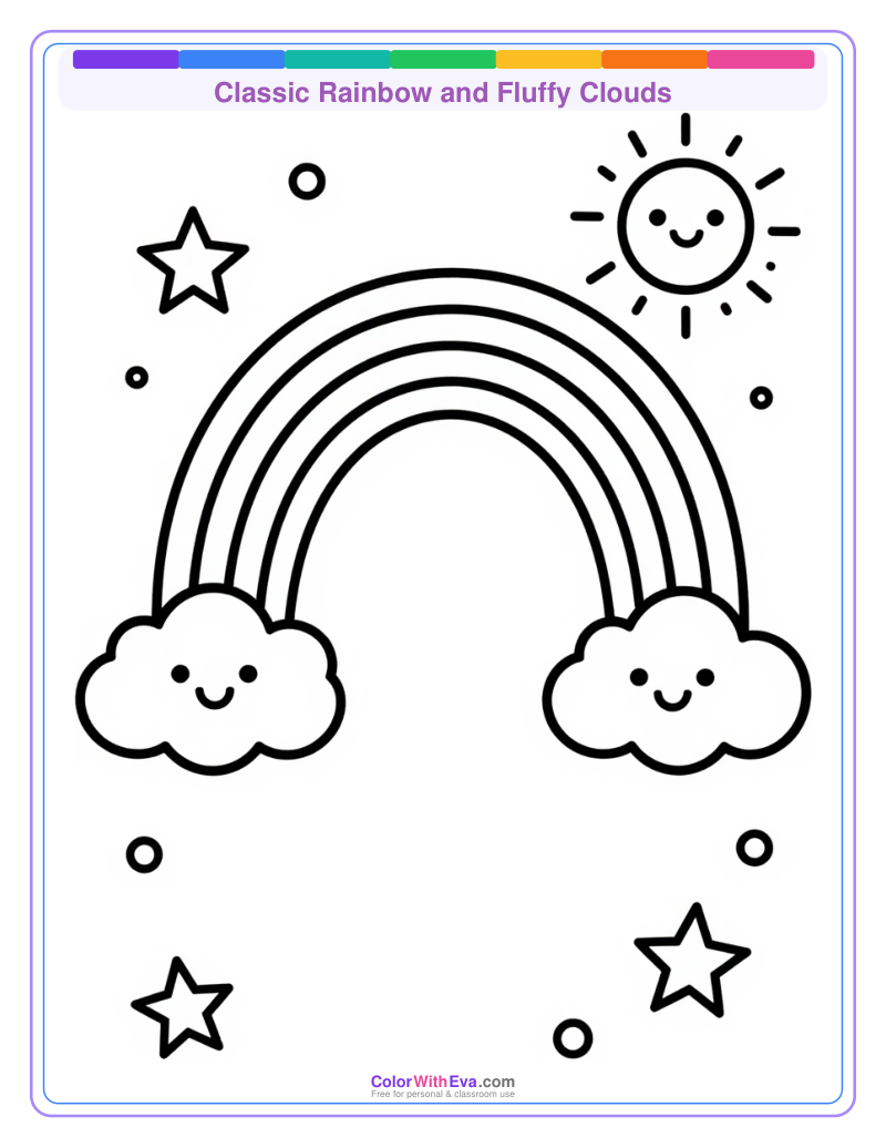 Classic Rainbow and Fluffy Clouds preview