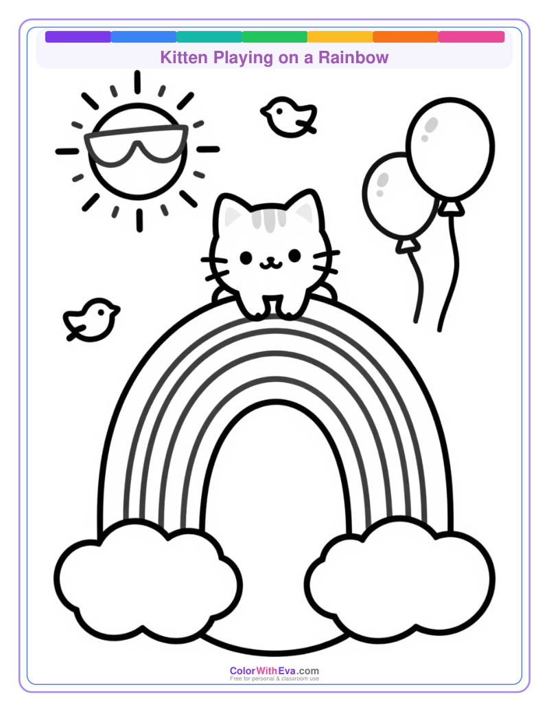 Kitten Playing on a Rainbow preview