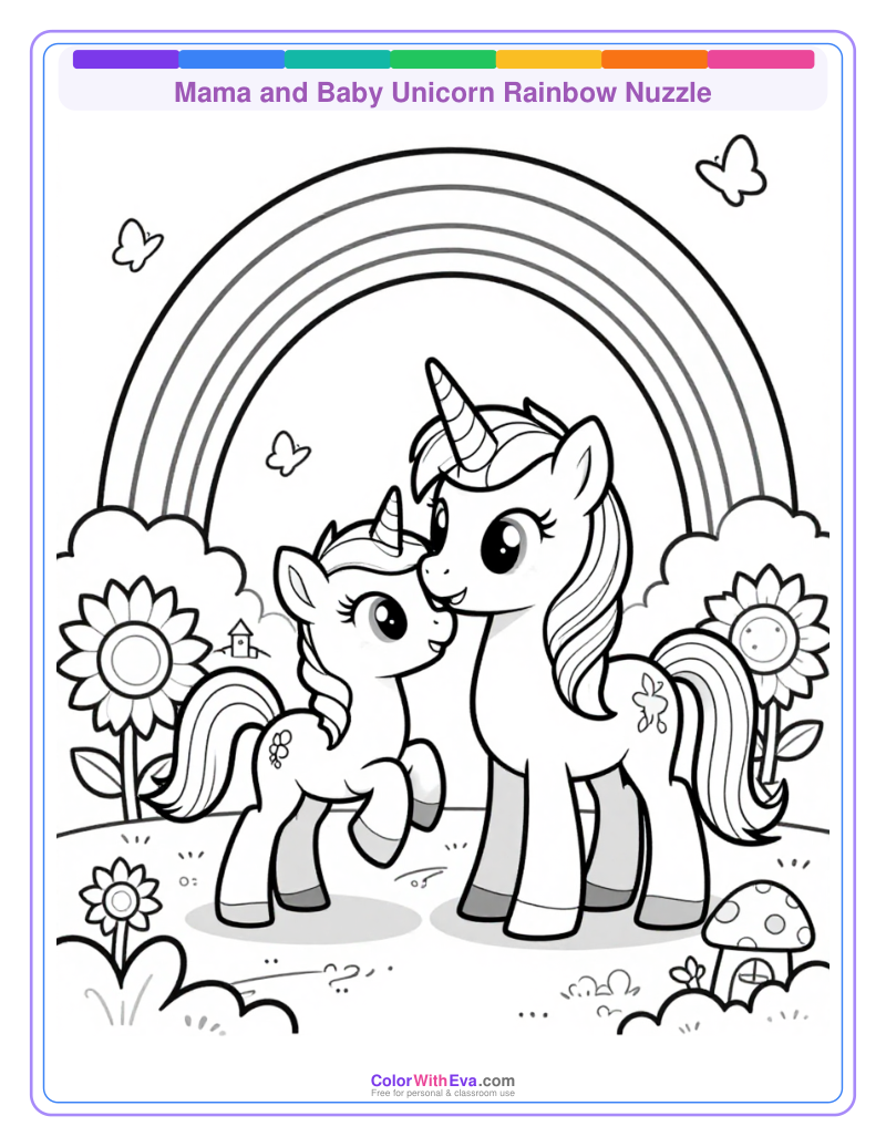 Mama and Baby Unicorn Rainbow Nuzzle preview