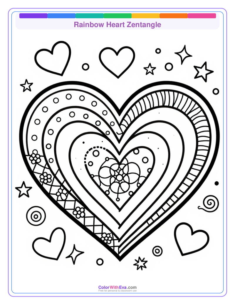 Rainbow Heart Zentangle thumbnail