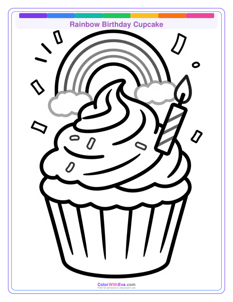 Rainbow Birthday Cupcake preview
