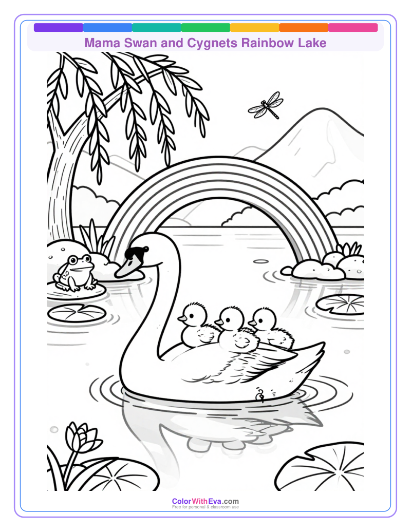 Mama Swan and Cygnets Rainbow Lake thumbnail