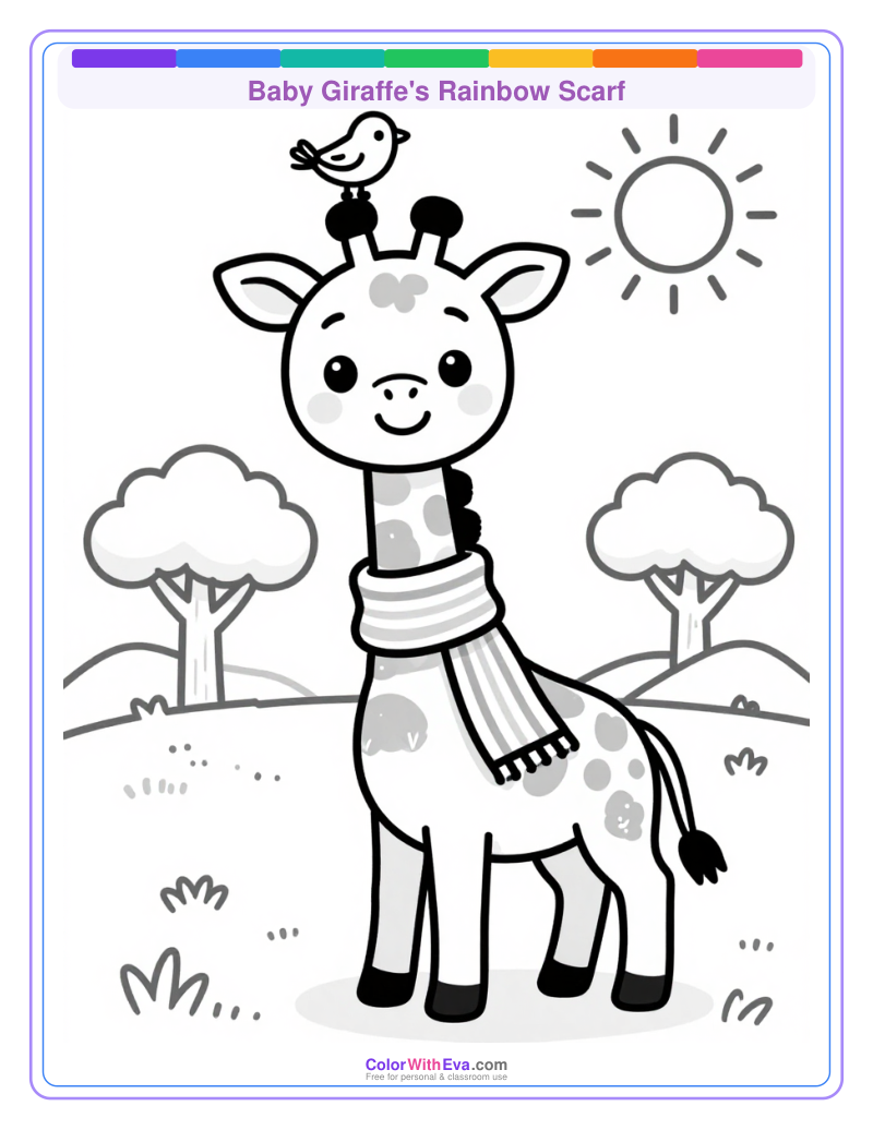 Baby Giraffe's Rainbow Scarf thumbnail