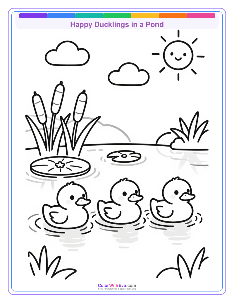 Happy Ducklings in a Pond preview