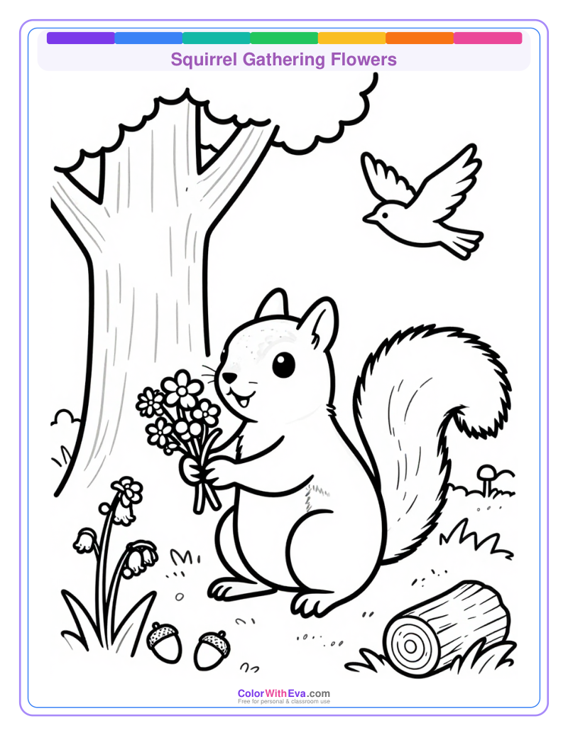Squirrel Gathering Flowers preview
