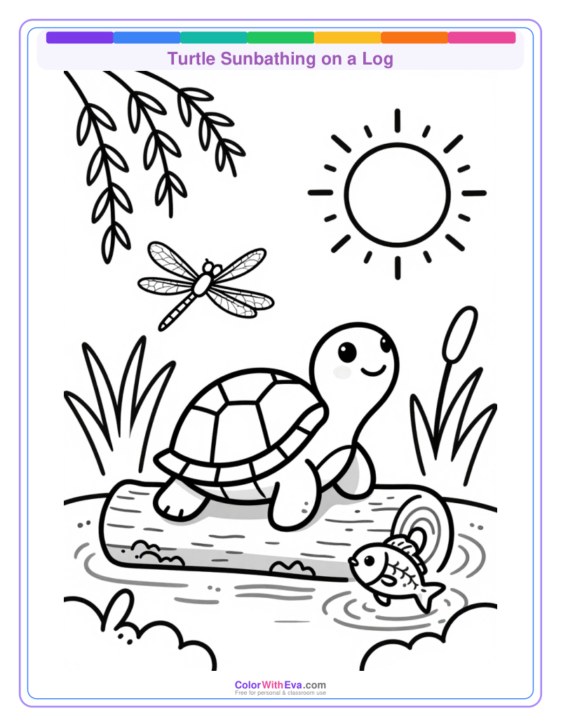 Turtle Sunbathing on a Log preview