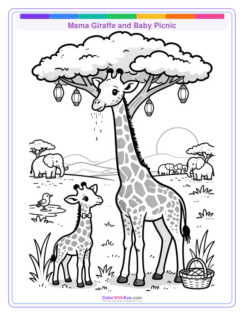 Mama Giraffe and Baby Picnic thumbnail