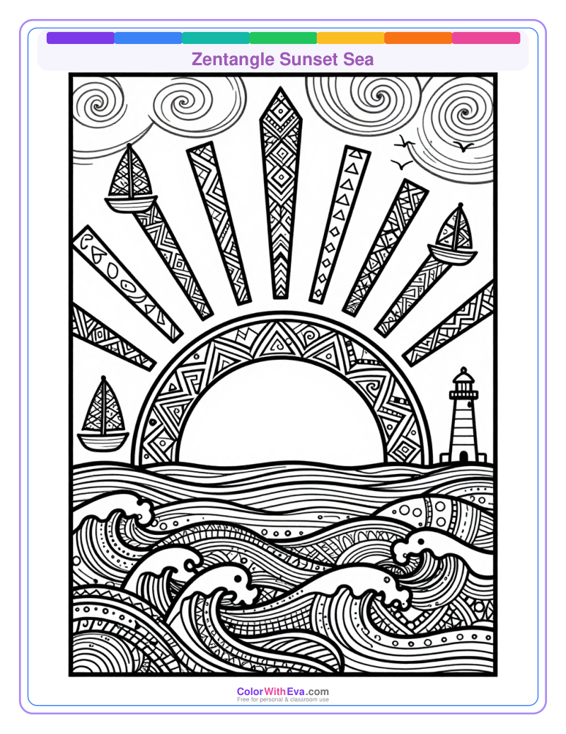 Zentangle Sunset Sea thumbnail