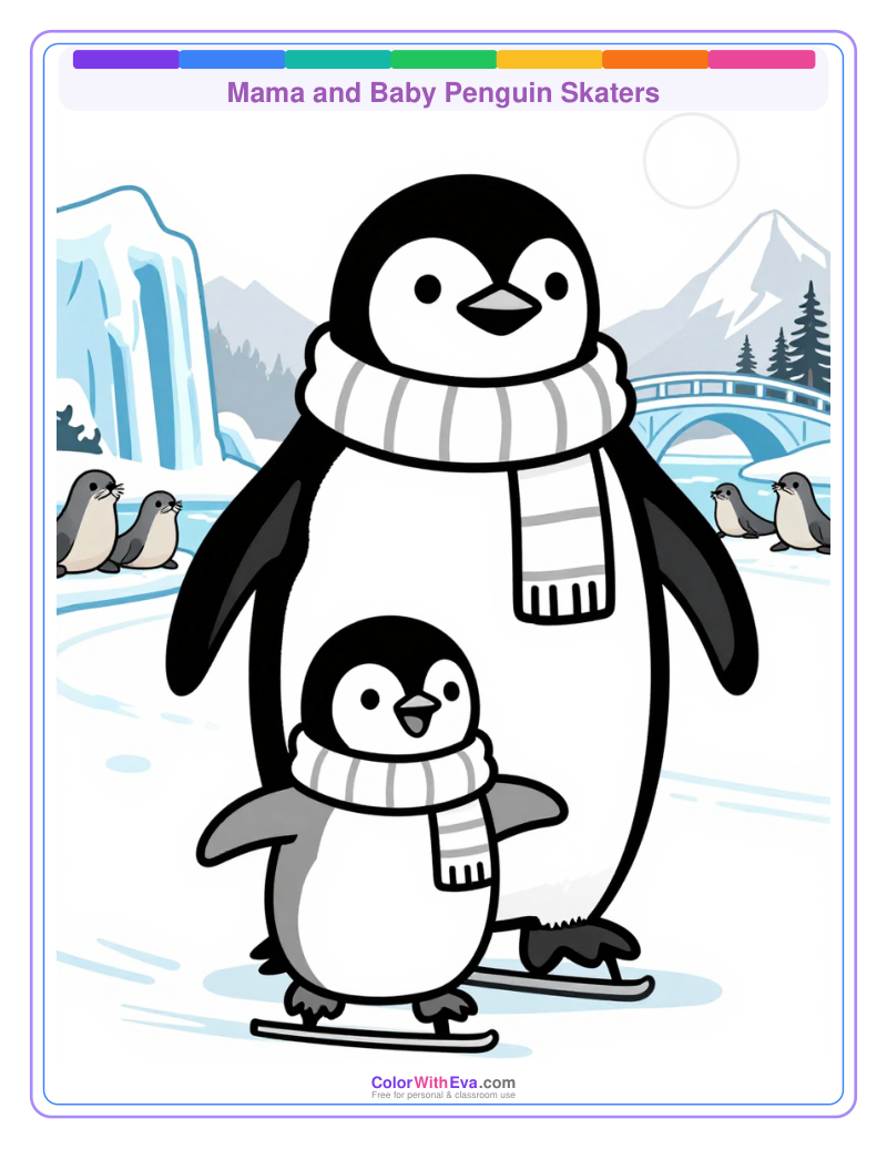 Mama and Baby Penguin Skaters thumbnail