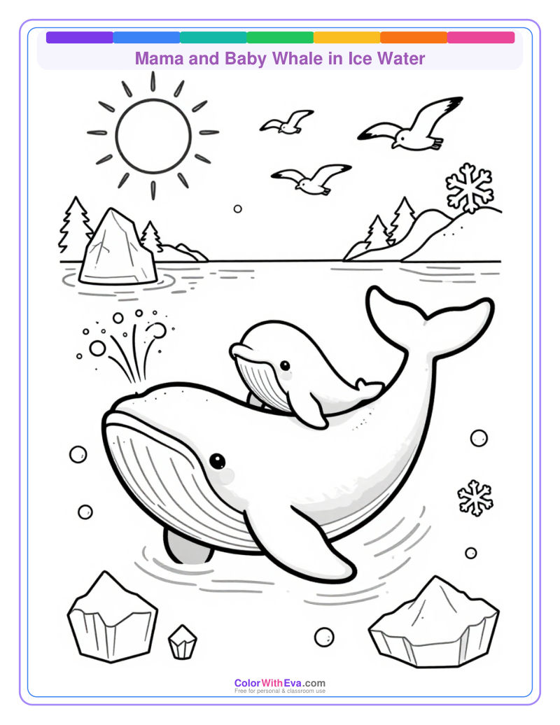 Mama and Baby Whale in Ice Water thumbnail