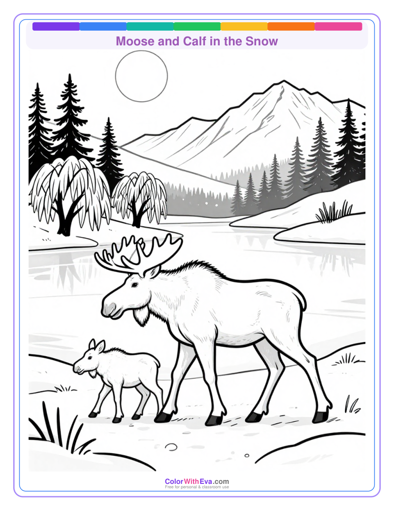 Moose and Calf in the Snow preview