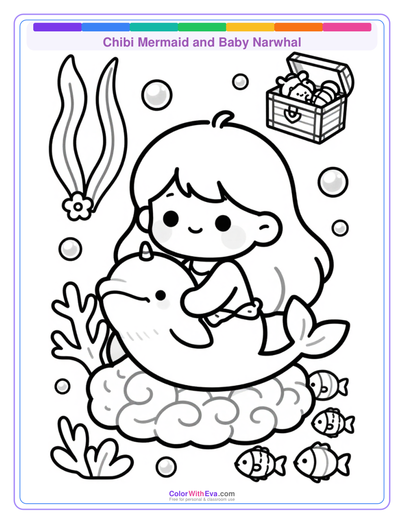 Chibi Mermaid and Baby Narwhal thumbnail