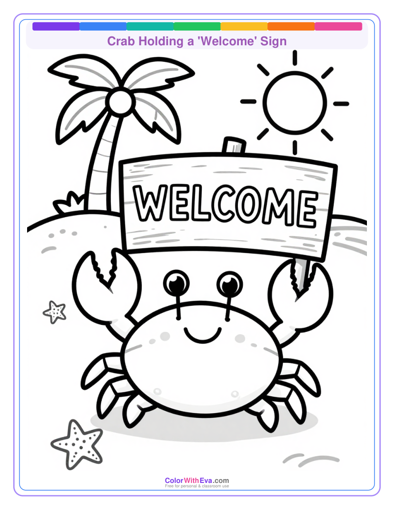 Crab Holding a 'Welcome' Sign preview