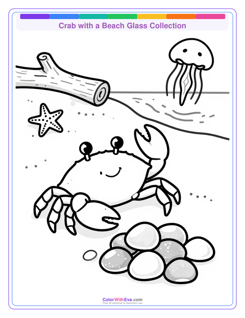 Crab with a Beach Glass Collection preview
