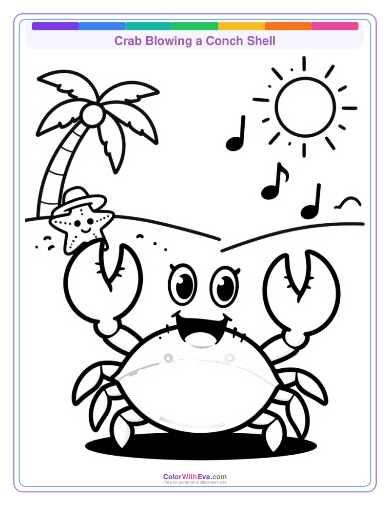 Crab Blowing a Conch Shell preview