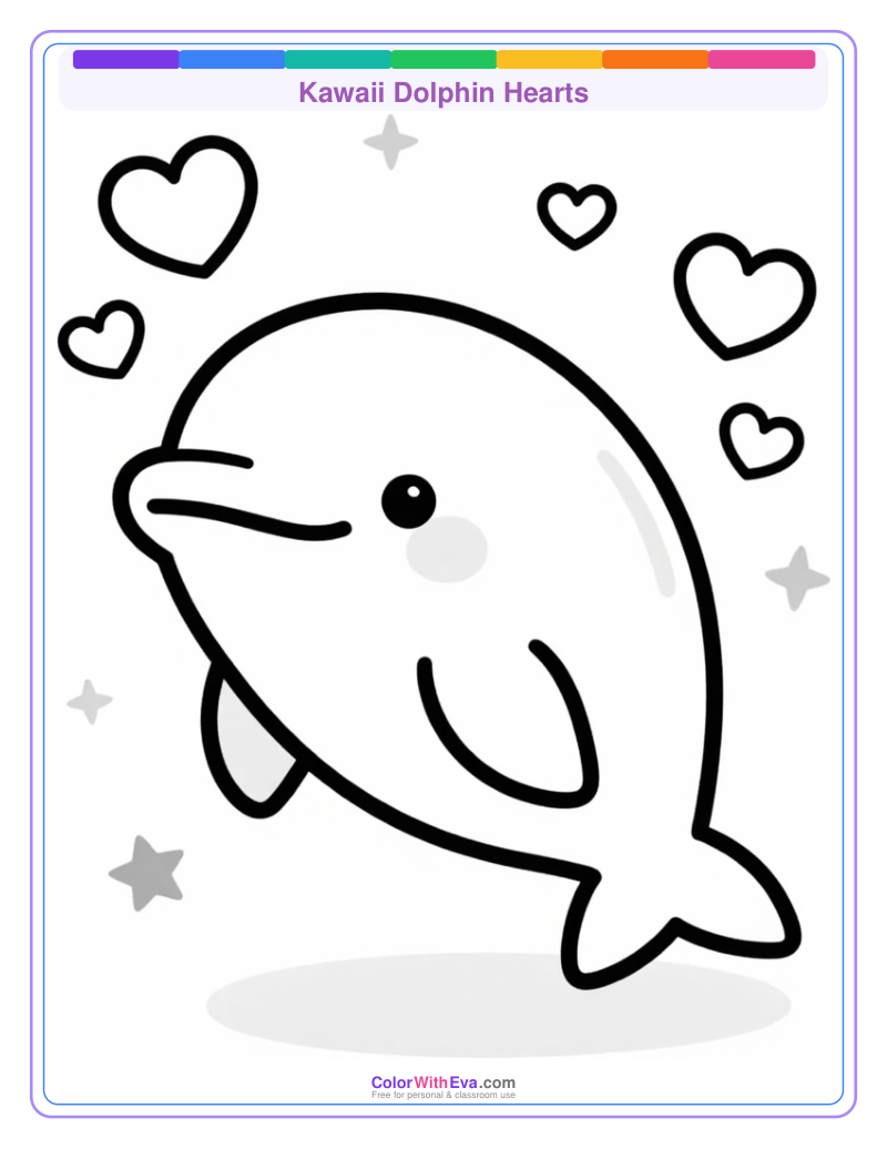 Kawaii Dolphin Hearts preview