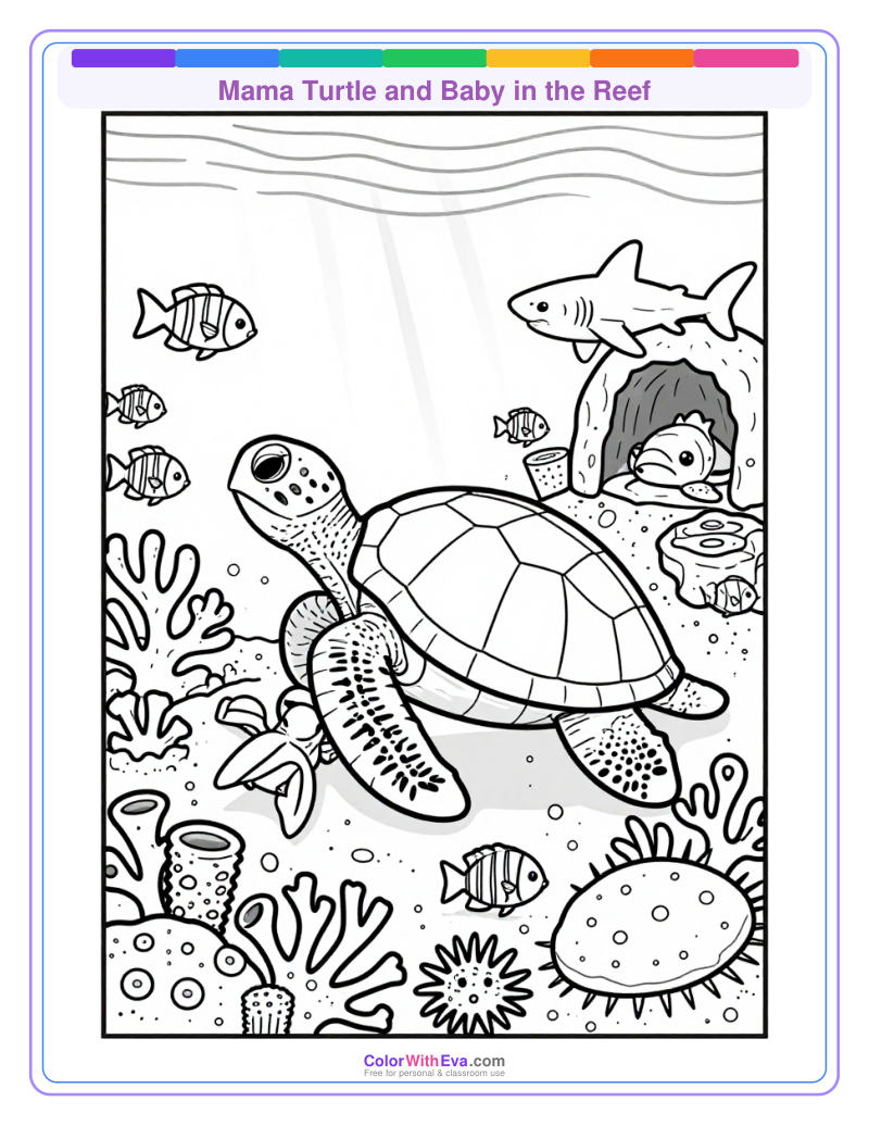 Mama Turtle and Baby in the Reef thumbnail